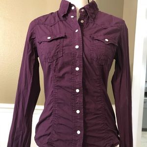True Religion Purple Top with Pearl Buttons
